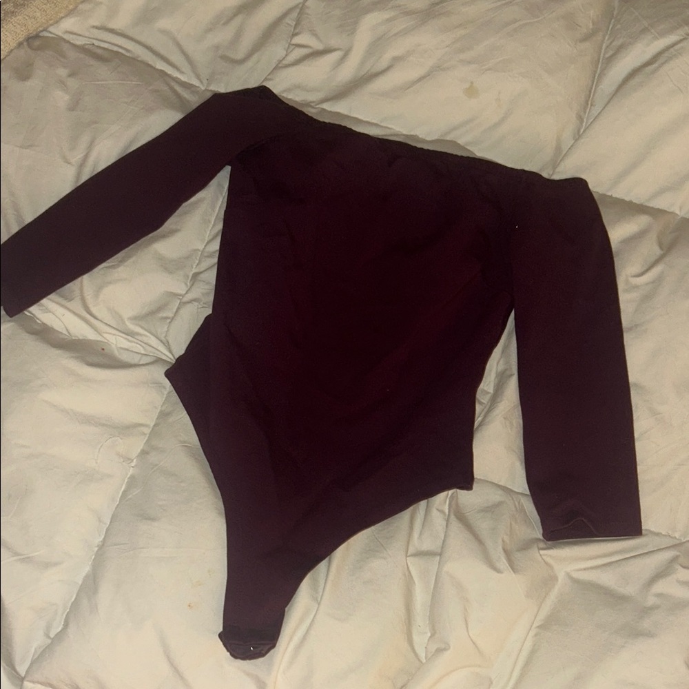 LuLus Woman’s Plum Colored Off the Shoulder Body Suit